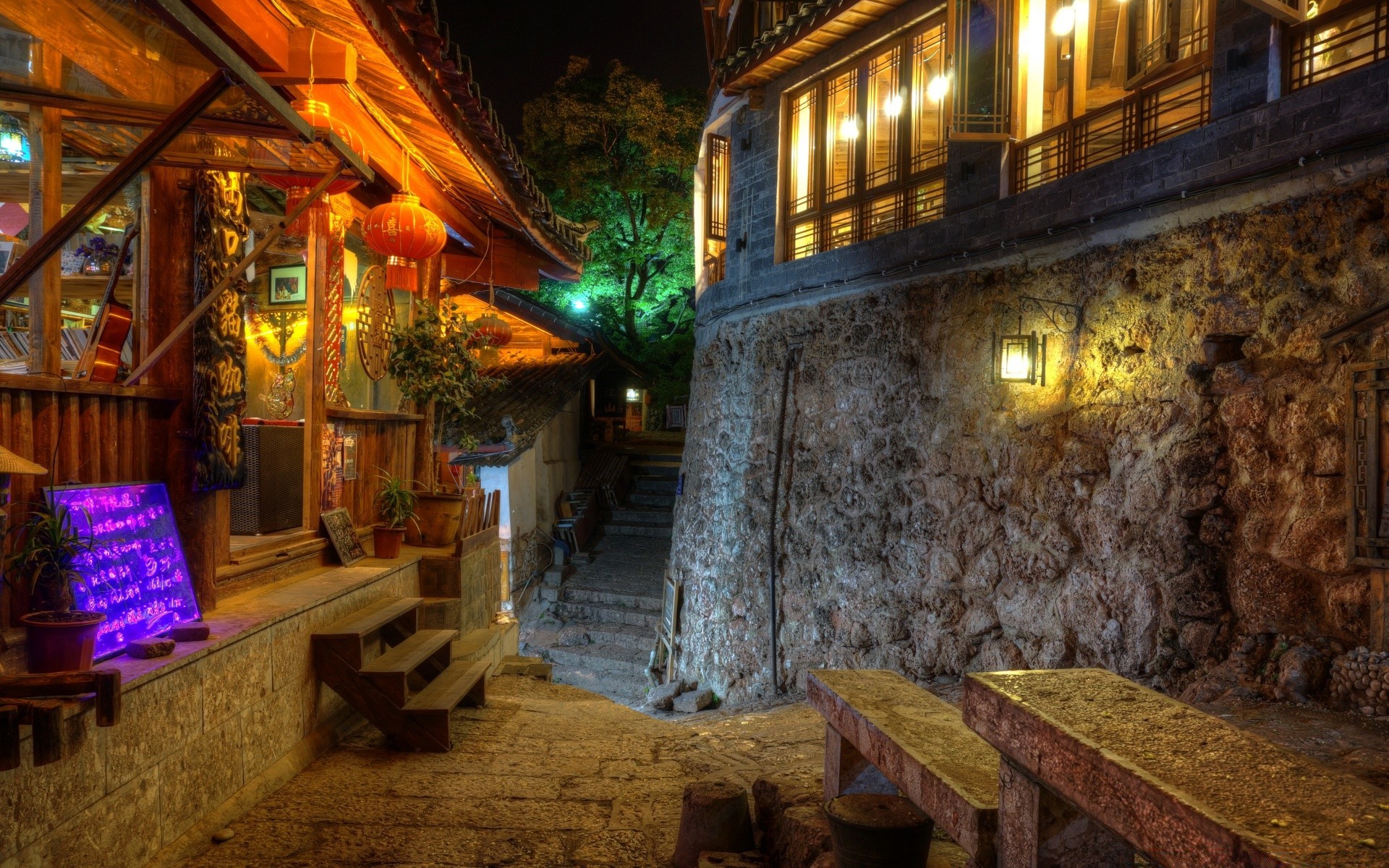 asia travel house architecture building lamp home outdoors tourism indoors town evening light