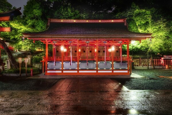 Beautiful red building in the evening