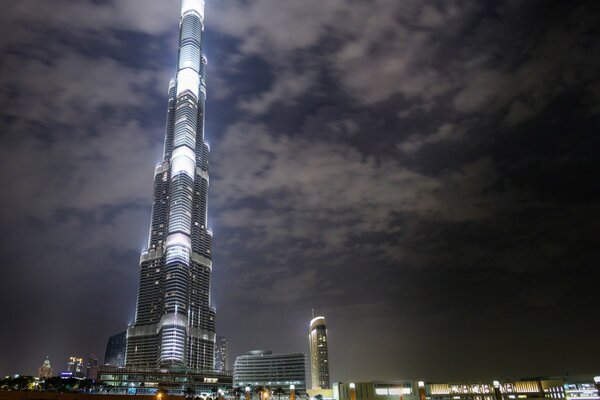 Glowing skyscraper in Asia