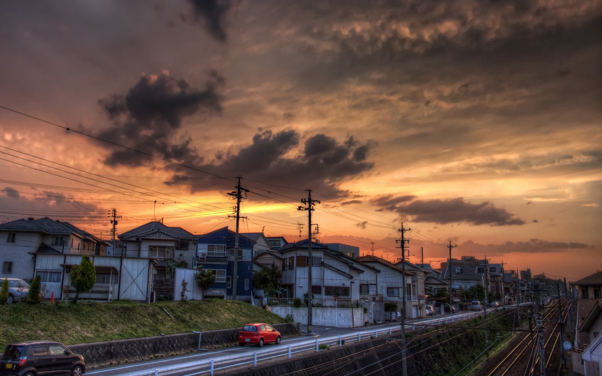 asia viajes sistema de transporte puesta de sol calle ciudad carretera cielo luz casa tormenta tren urbano ferrocarril arquitectura noche coche crepúsculo paisaje al aire libre