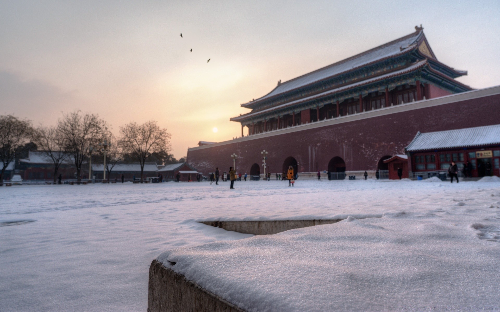 asia snow winter travel ice cold architecture outdoors daylight frozen building museum sky tree water landscape weather