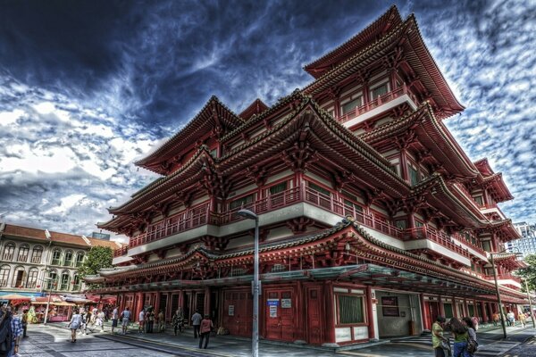 Hermoso templo arquitectónico en Asia