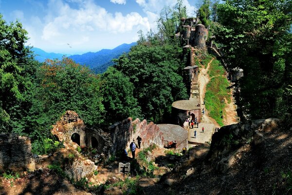 Ancient architecture on the edge of a cliff