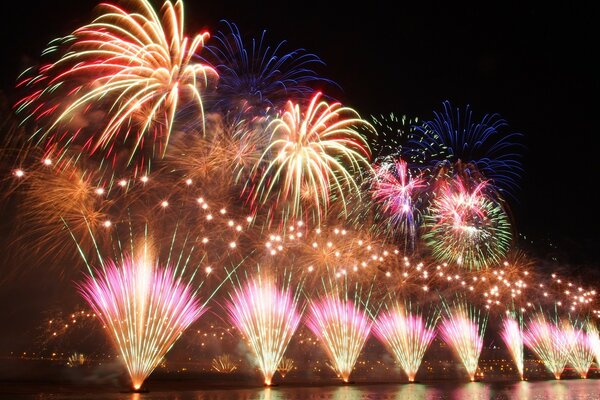 Stunning fireworks on the street of Asia