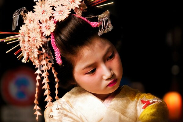 A girl in a national Asian costume