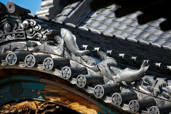 Steel fish on the roof in Asia