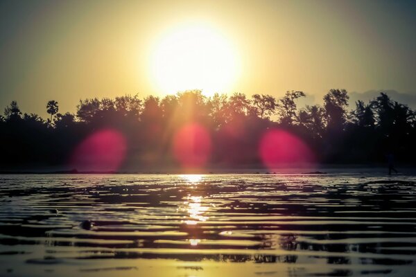 Incredible sunrise on the seashore