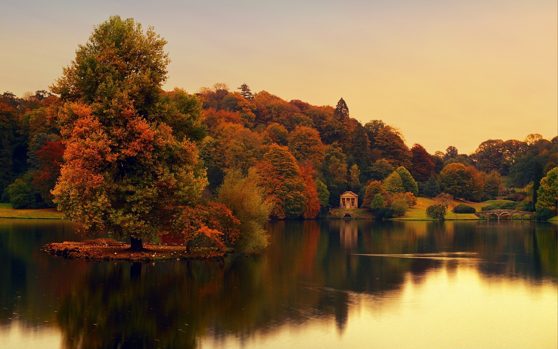 europe water lake dawn fall tree sunset river reflection outdoors nature landscape placid composure evening wood sky leaf sun travel