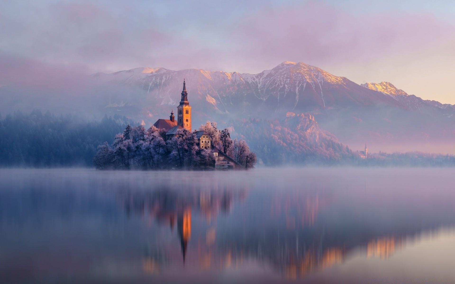 europa alba acqua tramonto lago riflessione sera nebbia crepuscolo viaggi all aperto paesaggio nebbia neve montagna