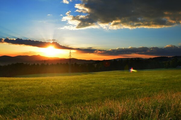 Sunset on a cloudy sky