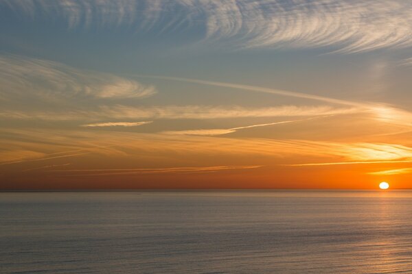 Colorful sunset on the waters of Europe