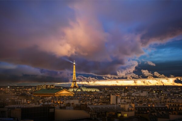 Clouds seem to fall on the city