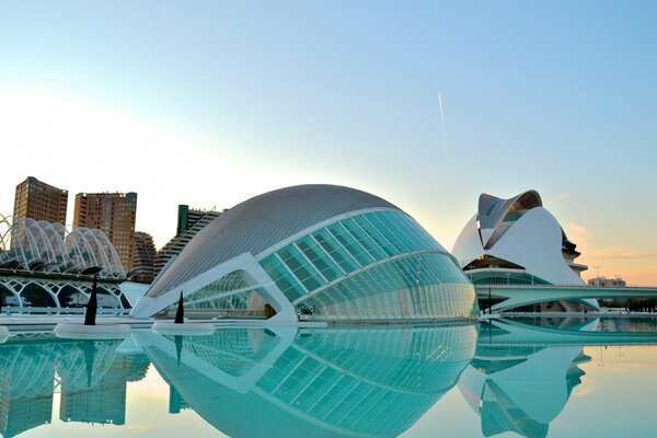 European architecture against the background of water and sky