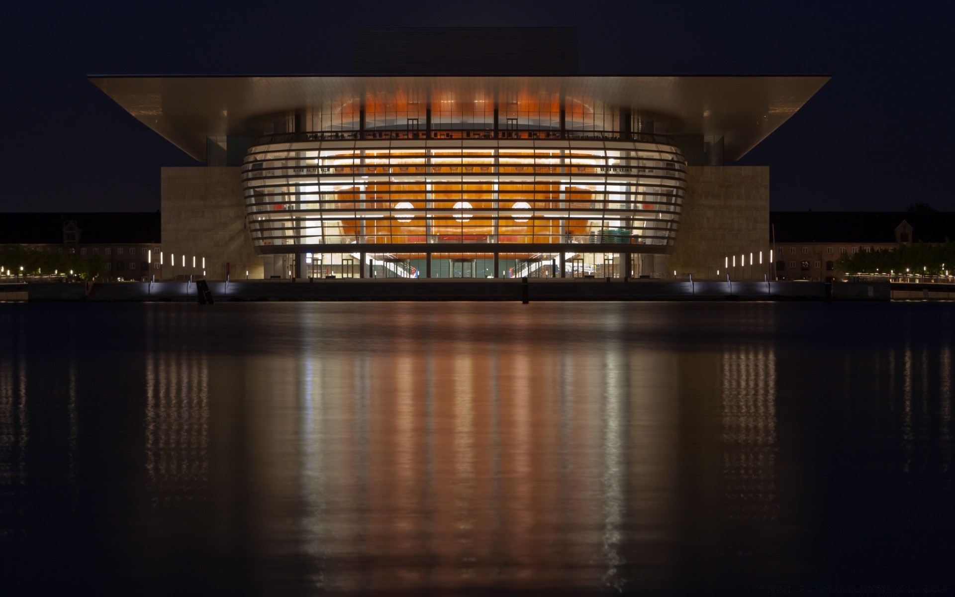 europe architecture water city reflection travel sky light dark building modern outdoors museum evening dusk