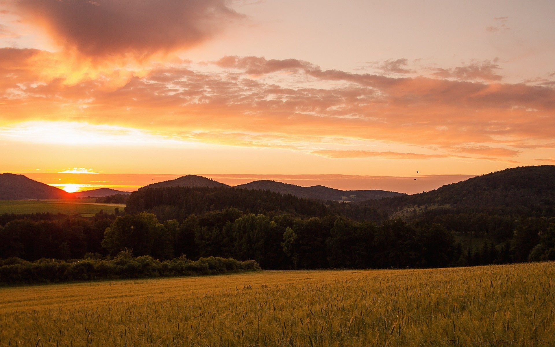 europe sunset landscape dawn evening dusk sky tree cropland outdoors sun nature mountain agriculture travel daylight