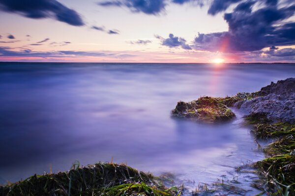 Sea sunset on the beach