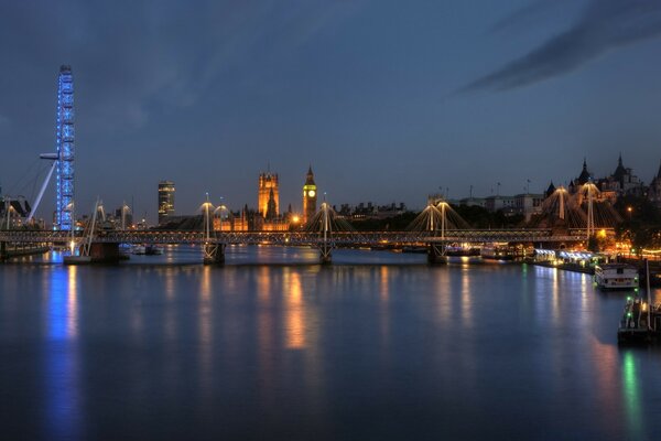 Evening London Bridge over the river