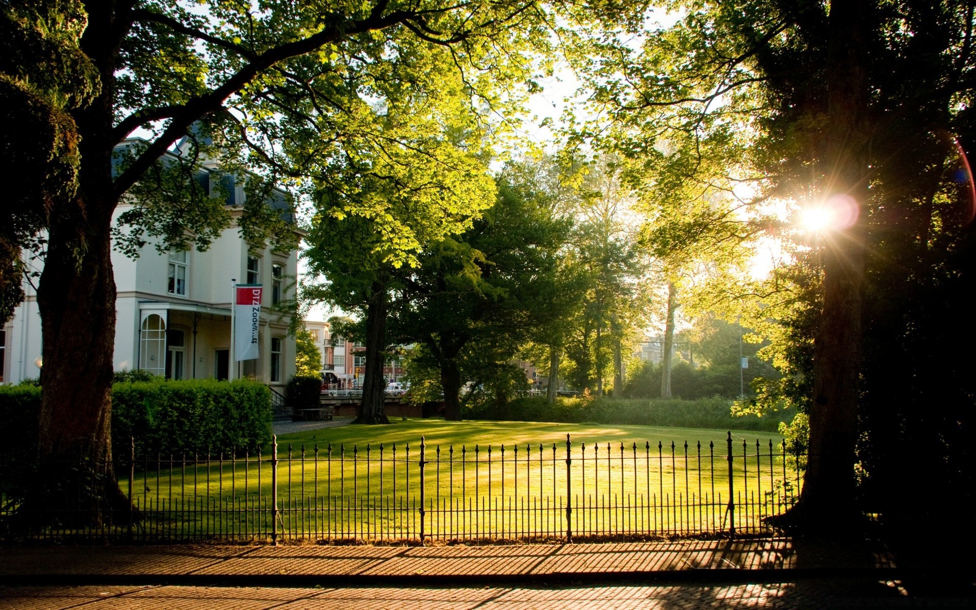 europe tree park road light landscape guidance garden street nature wood fall alley sun