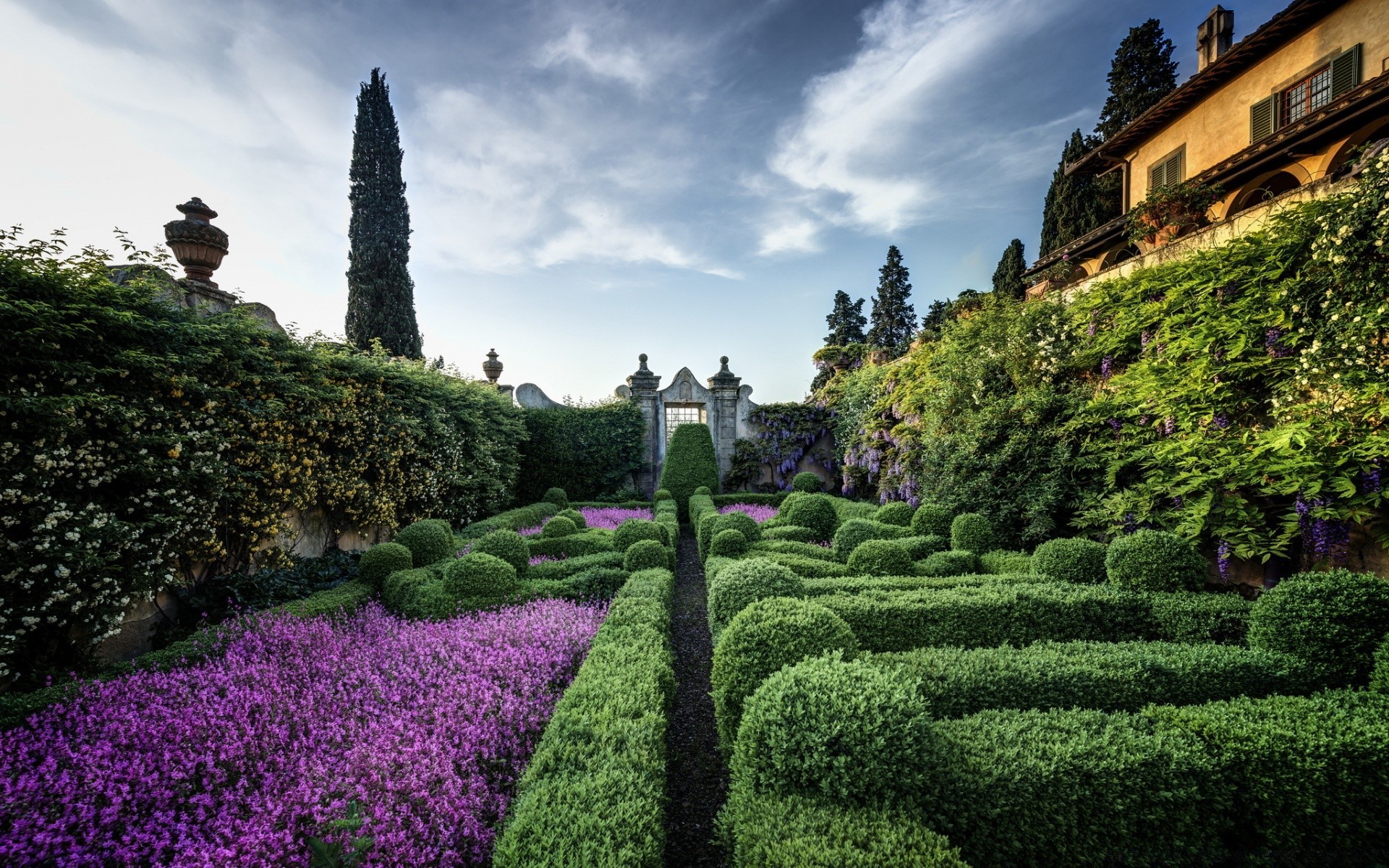 europe garden architecture flower travel topiary hedge tree outdoors park summer scenic lawn nature house castle building