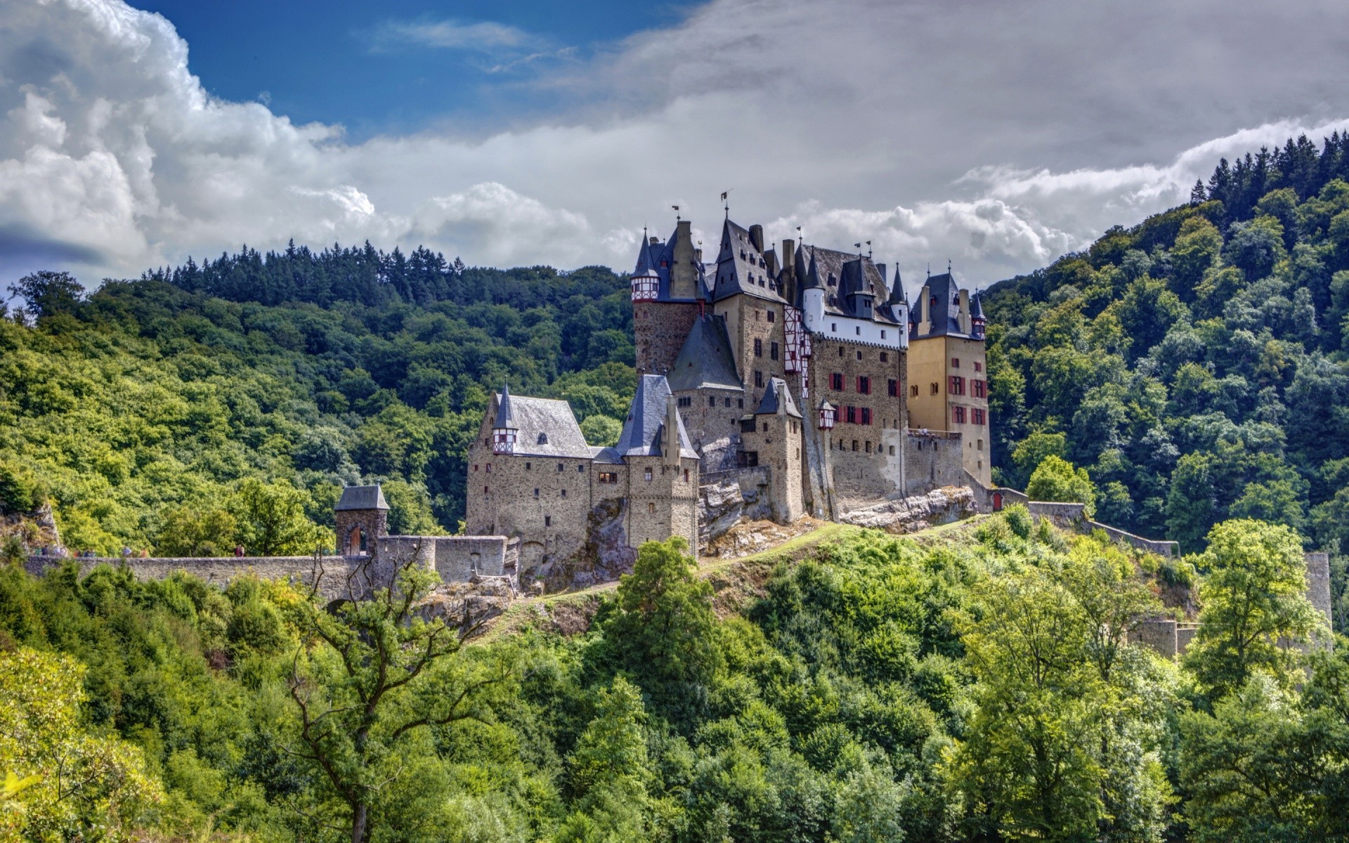 europe castle architecture gothic old travel hill mountain landscape tower tourism building sight landmark traditional sky fortification river valley tree fortress