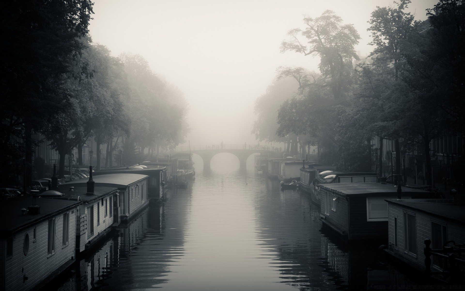 l europe monochrome brouillard brouillard eau rivière noir et blanc pluie réflexion aube rue lac arbre ville pont