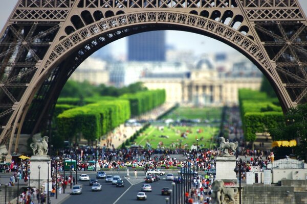 Eiffel Tower , view through Paris