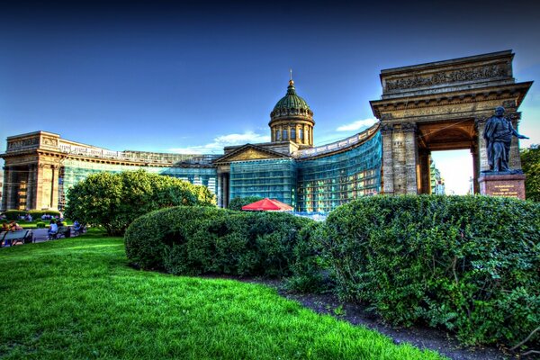 Beautiful architecture against the background of greenery and sky