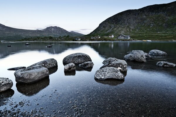 Stone shore by the water europe