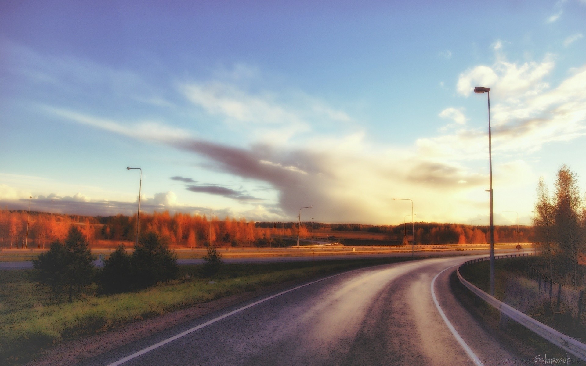 landschaft straße verkehrssystem autobahn straße reisen handbuch auto asphalt unschärfe himmel landschaft licht im freien verkehr sonnenuntergang auto baum