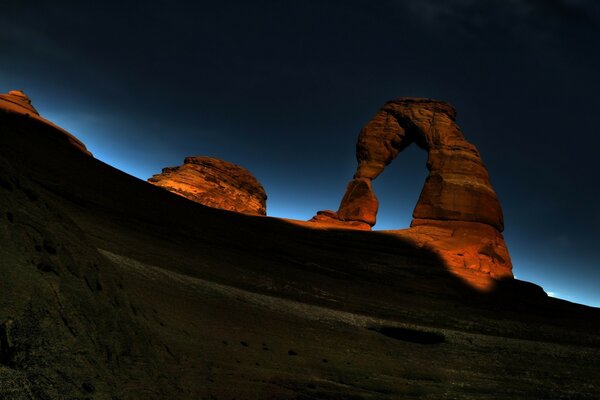 A mesmerizing sunset in the desert. Rocks and sky