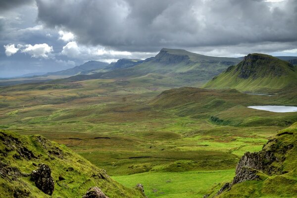 Dark low clouds. Green Mountains