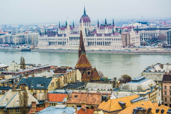 Beautiful architecture of the city by the water