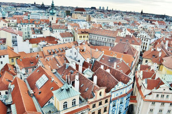 Vista sui tetti della città in Europa