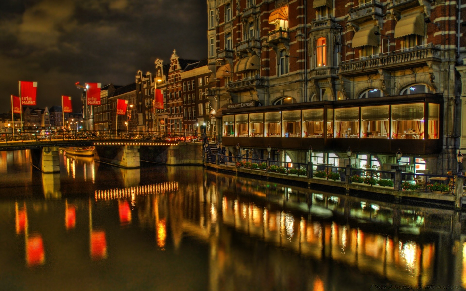 europe city travel reflection architecture business evening urban building bridge