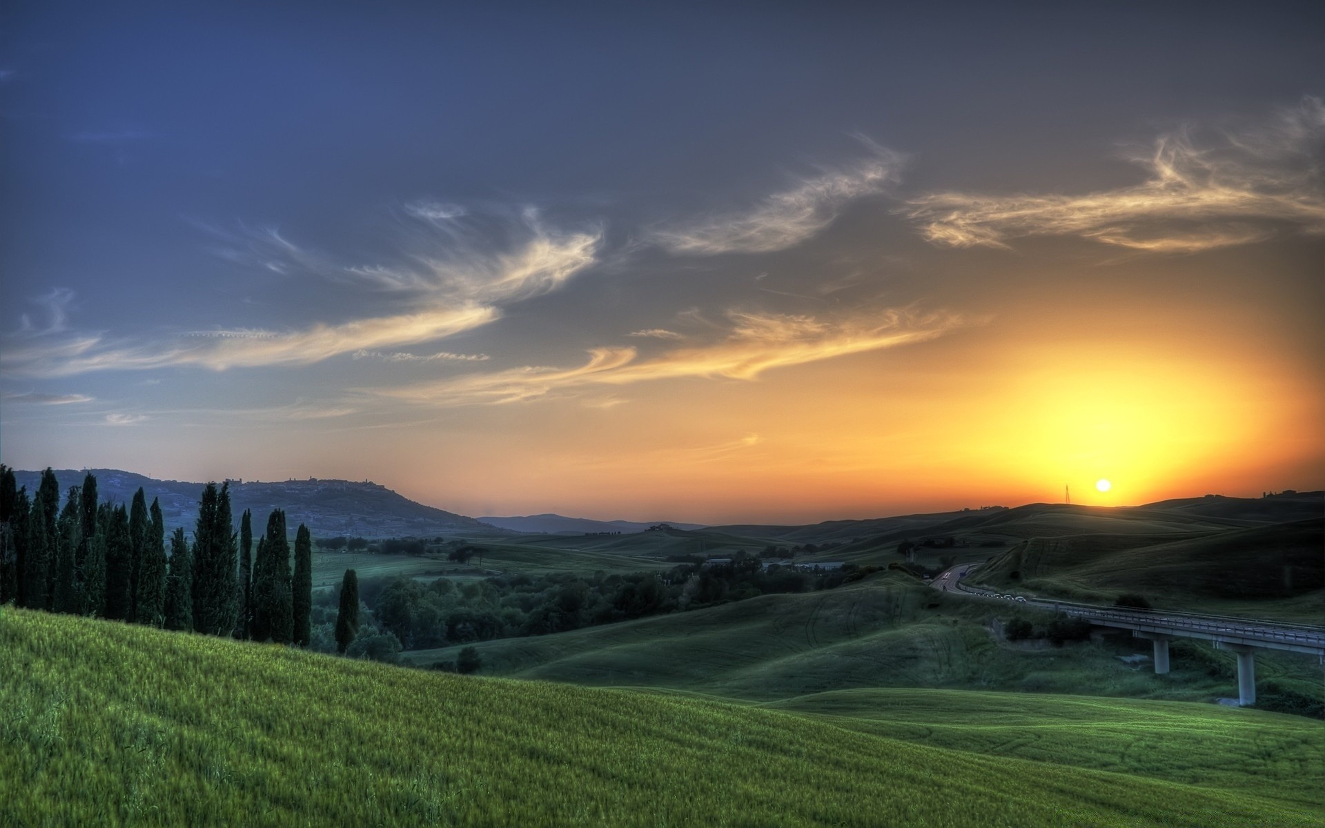 europe sunset landscape nature sky dawn travel outdoors evening grass tree sun countryside fair weather mountain summer