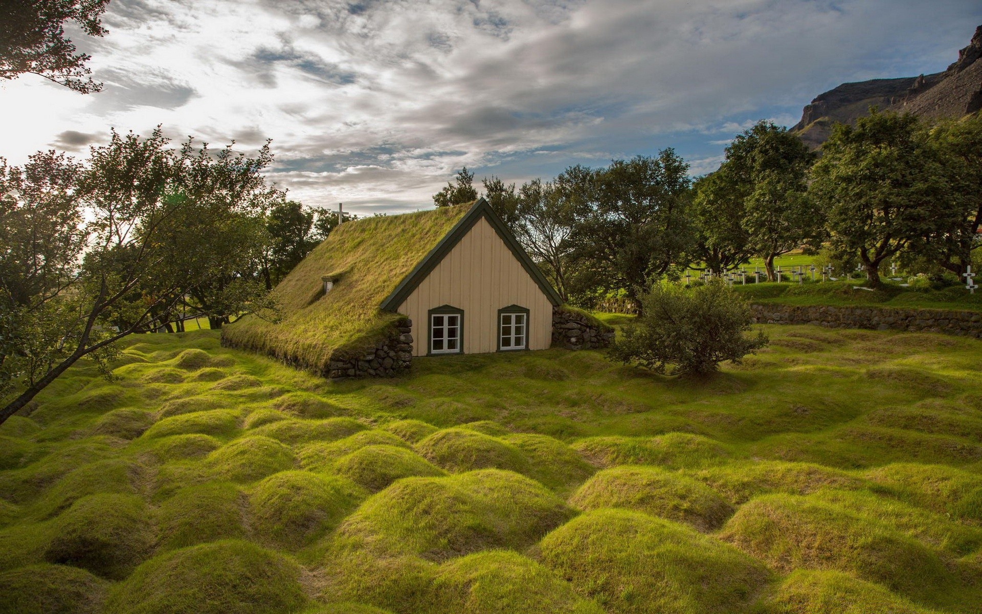 europe grass landscape nature house sky tree country farm rural wood summer outdoors countryside scenic bungalow