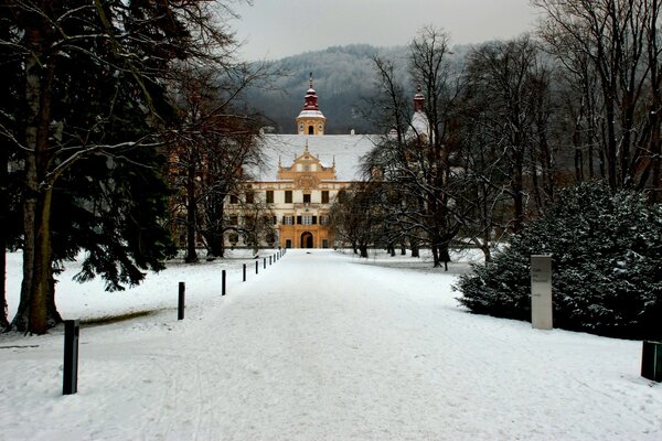 Iolani Palace In winter landscape