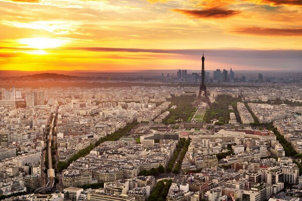 View of old Paris from the sky