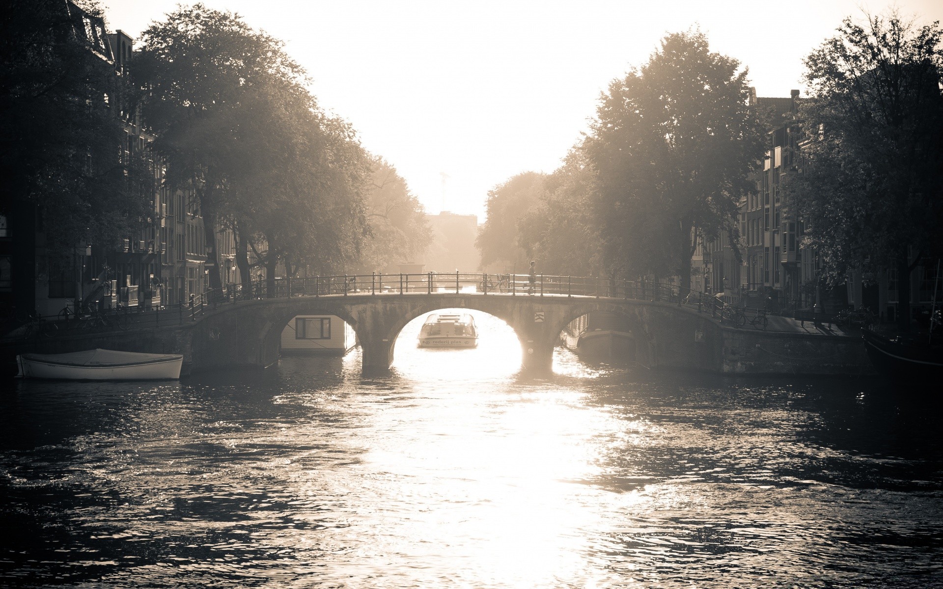 europe river bridge water tree city reflection lake landscape travel architecture light park fog building