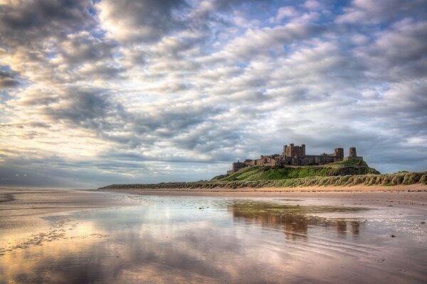 Grey sunset on the beach in Europe