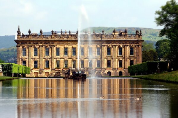 Reflection of the castle in the surface of the water