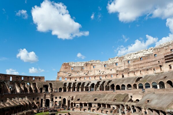 Ancient European amphitheater and sky