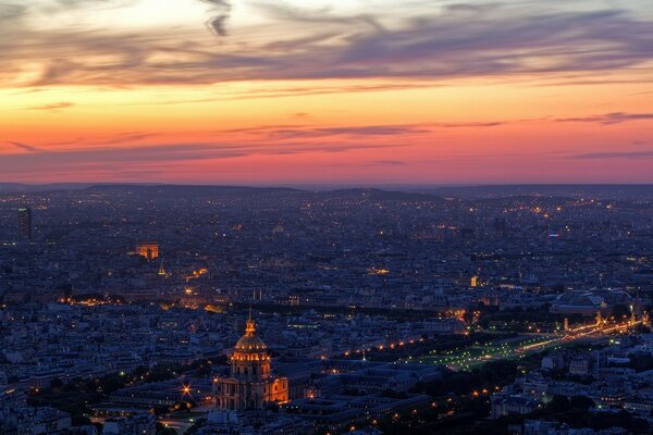 Beautiful sunset , view from the plane