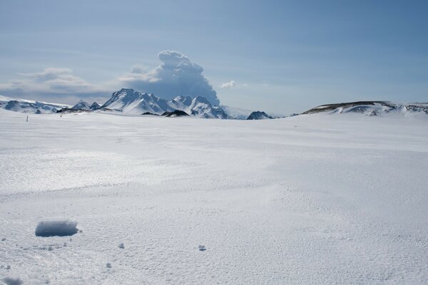 Winter expanse and beautiful sky