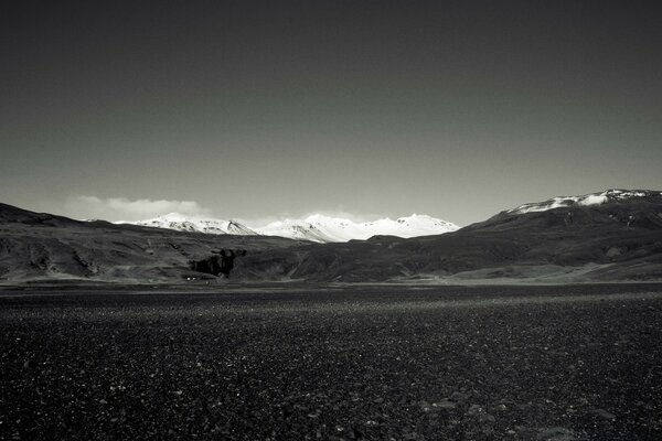 Mountain landscape in black and white