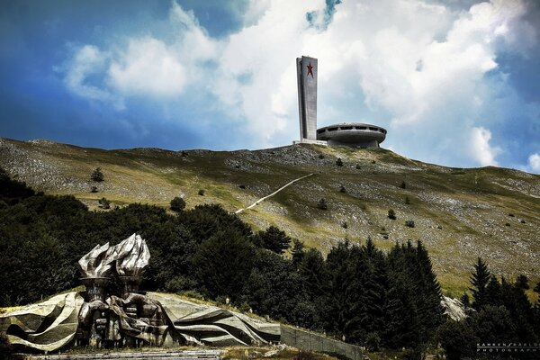 Monument on a hill against the sky