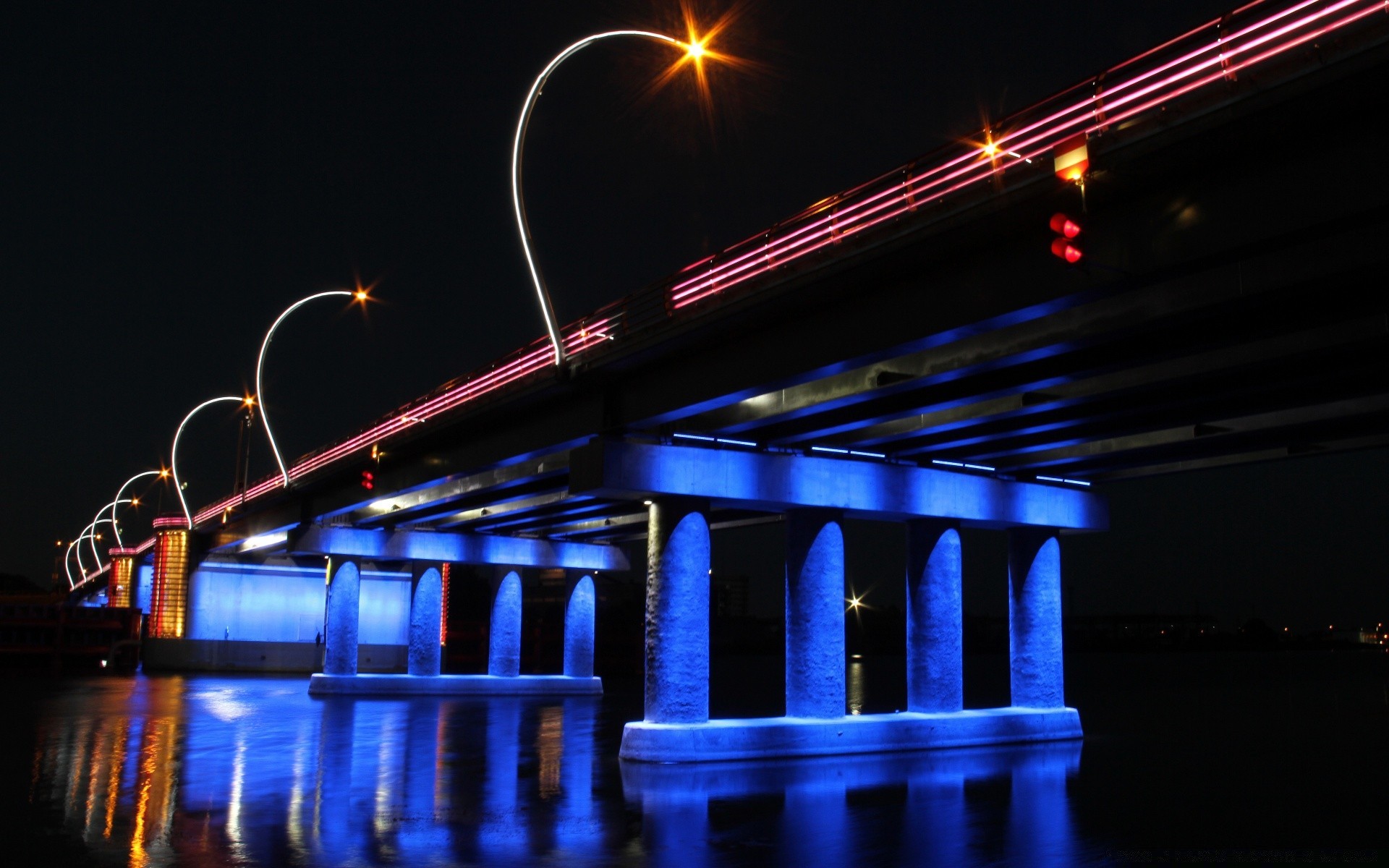 europe light blur evening city dusk bridge transportation system motion architecture dark building