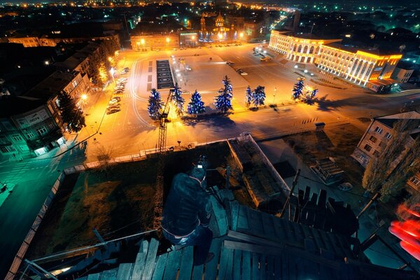 La tranquillité d une ville de nuit en Europe