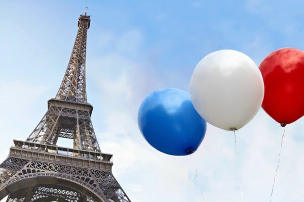 Eiffel Tower in Paris with balloons France