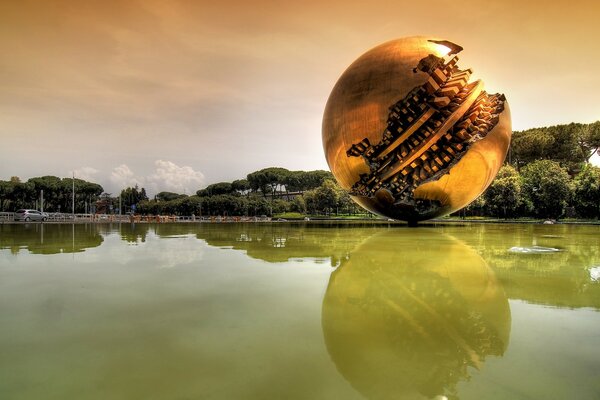 Space installation on the lake shore